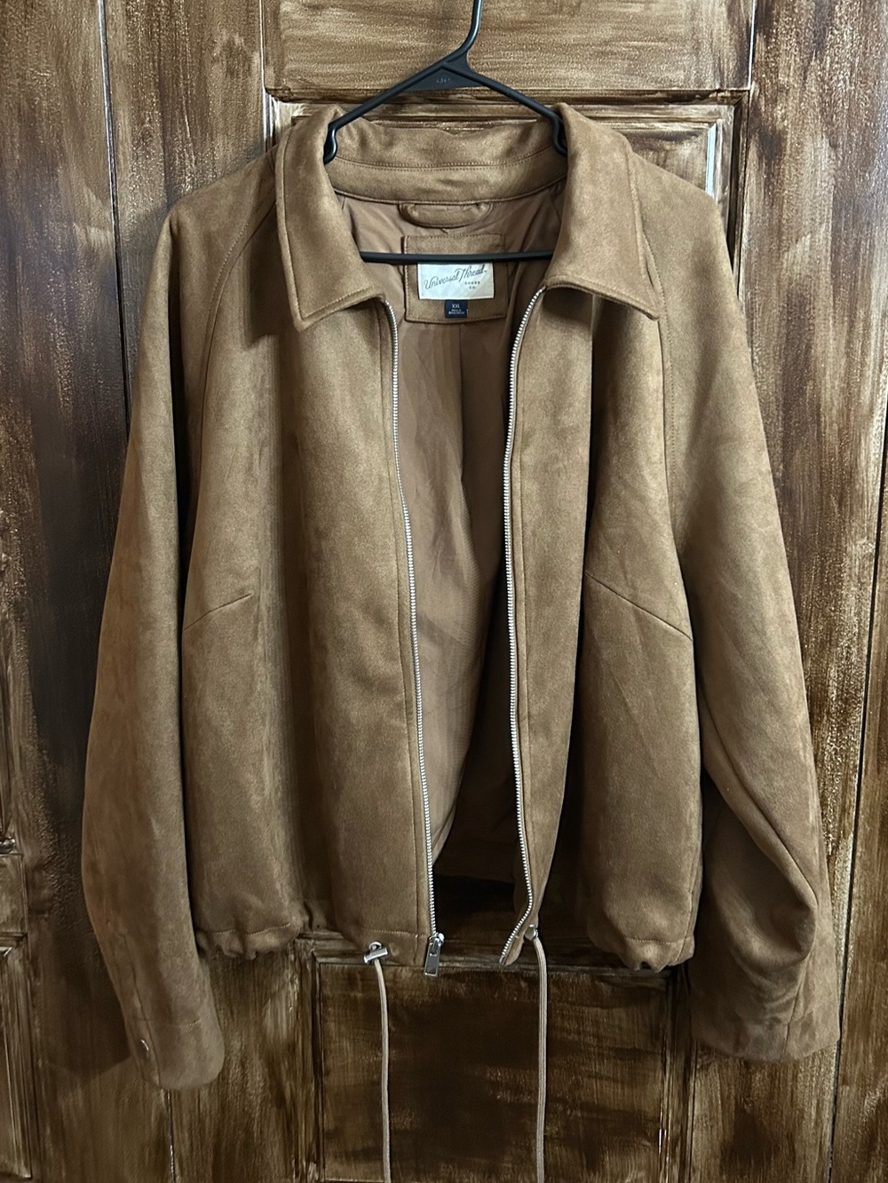 Women’s Camel Faux Suede Cropped Jacket Zip Up/Drawstring Hem XXL Super Soft